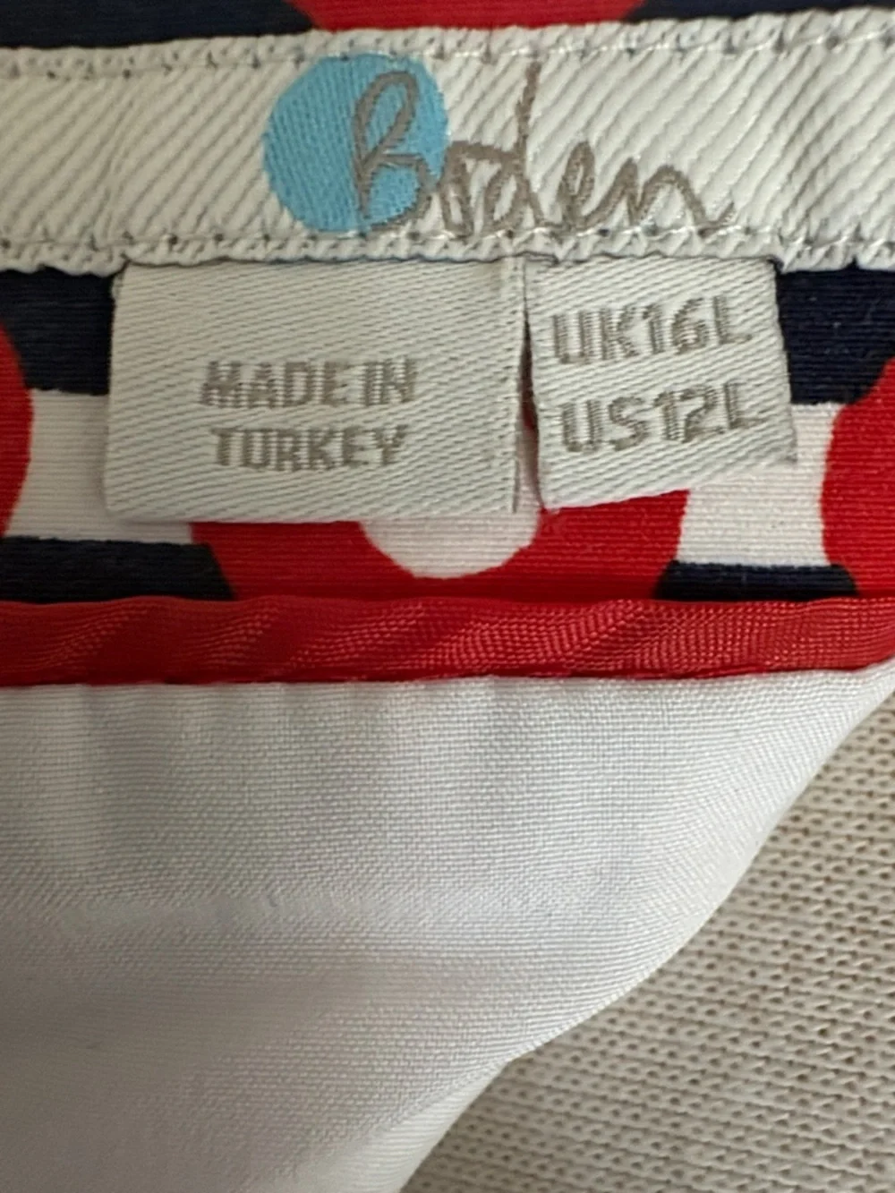 Boden Richmond Red White & Navy Geometric Pencil Skirt